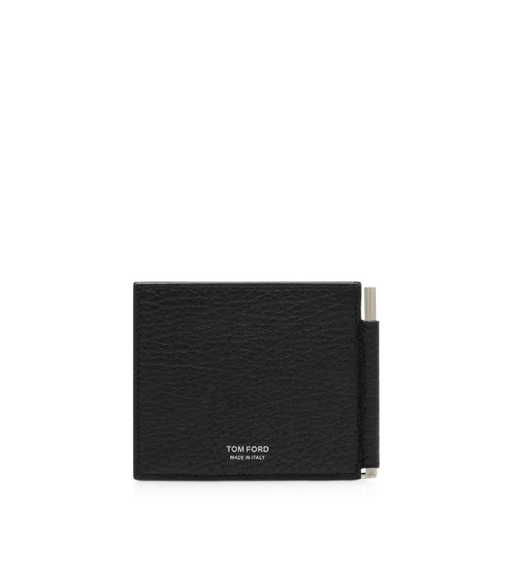 PRINTED DEER LEATHER ELONGATED T LINE MONEY CLIP WALLET BLACK online